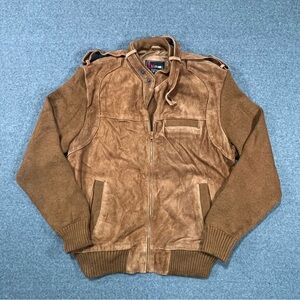Vintage 80s In Crowd by Celebration Brown Suede & Knit Sweater Jacket Size Large